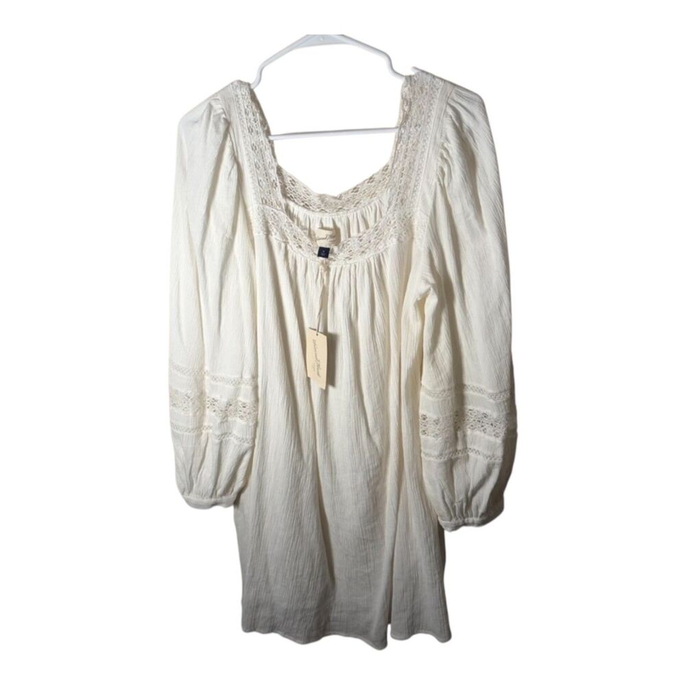 Universal Thread Dress Women's Medium Ivory Lace Square Neck Shift Boho NWT